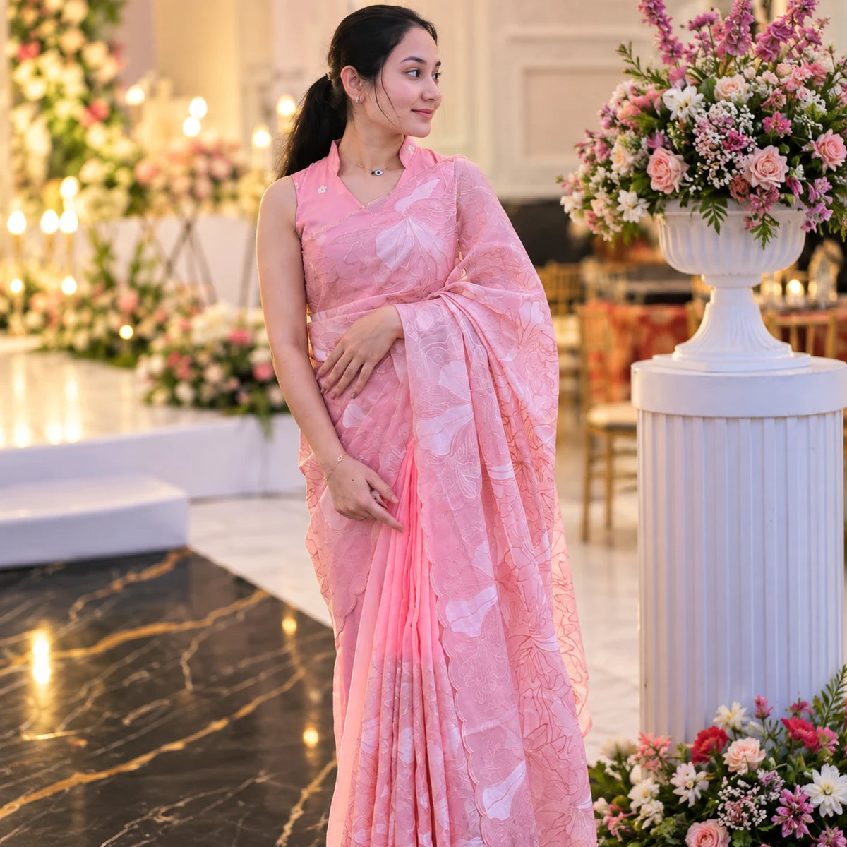 Organza tissue silk saree